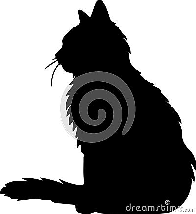 American Bobtail Cat Black Silhouette Generative Ai Vector Illustration