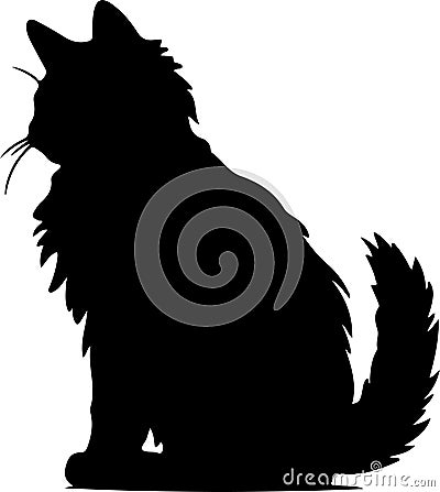 American Bobtail Cat Black Silhouette Generative Ai Vector Illustration