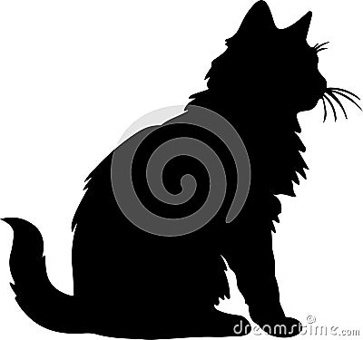 American Bobtail Cat Black Silhouette Generative Ai Vector Illustration