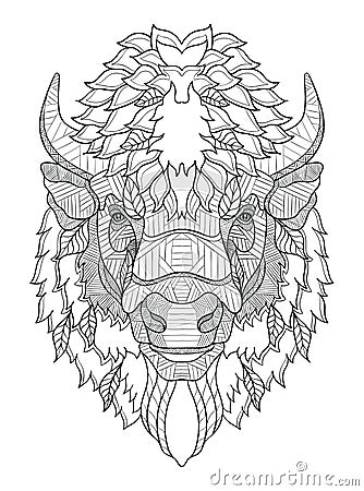 American buffalo head zentangle stylized, vector, illustration, Vector Illustration