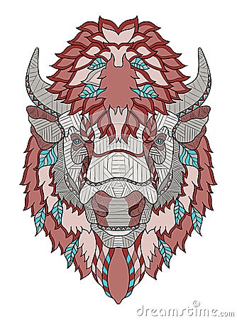 American buffalo head zentangle stylized, vector, illustration, Vector Illustration