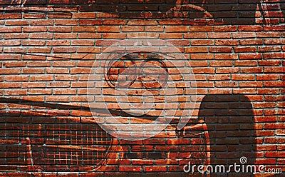 American car graffiti on outdoor brick wall Stock Photo