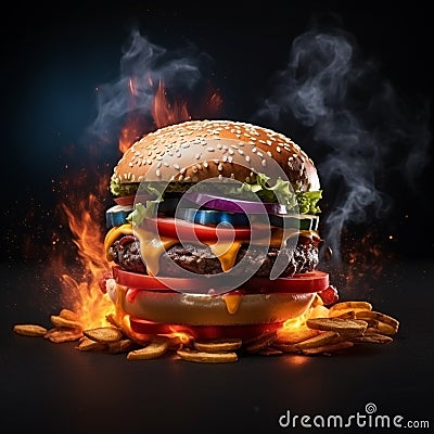 An american chili burger for American Independence Day Stock Photo