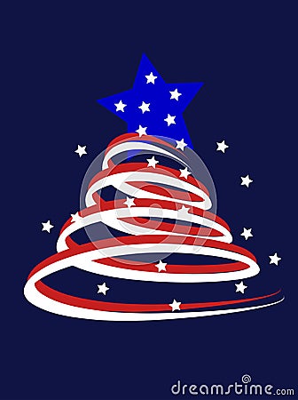 American christmas tree Cartoon Illustration