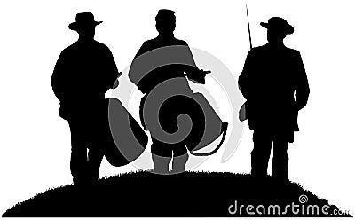 American Civil war drummer boys and soldiers Vector Illustration