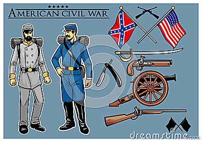 American civil war set Vector Illustration