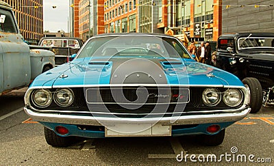 American clasical muscle car Dodge Challenger 1970. Front view Editorial Stock Photo