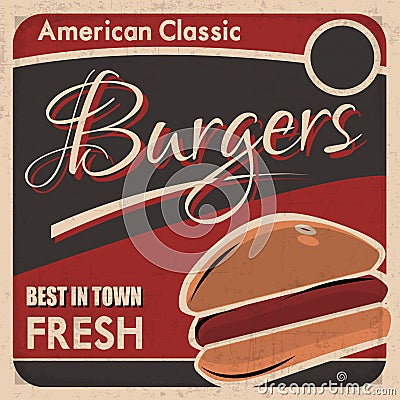 American Classic Burgers Poster Stock Photo