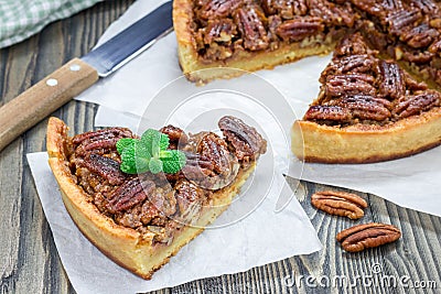 American classic homemade pecan pie Stock Photo