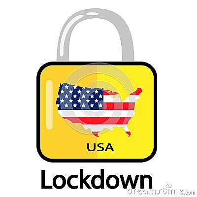 American country lock down with map of america vector illustration Vector Illustration