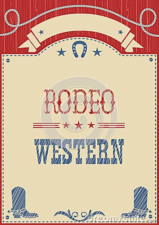 American cowboy rodeo poster for text Vector Illustration