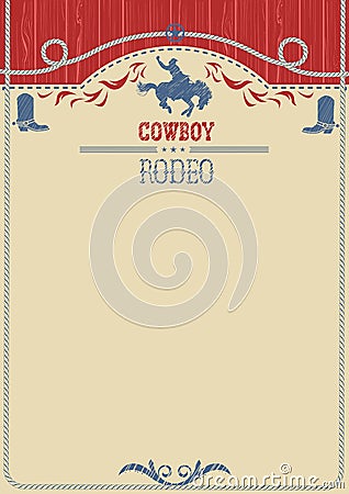 American cowboy rodeo poster.Vector western paper background for Vector Illustration
