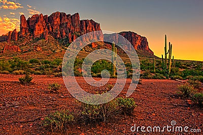American desert sunset Stock Photo