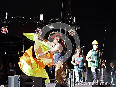 Village People in performance at the Let's Rock Retro Festival, Bristol, England. 3 Jun 2017. Editorial Stock Photo