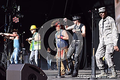 Village People in performance at the Let's Rock Retro Festival, Bristol, England. 3 Jun 2017. Editorial Stock Photo