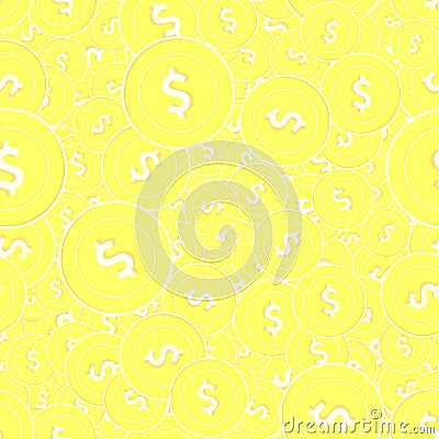 American dollar gold coins seamless pattern. Fancy Vector Illustration