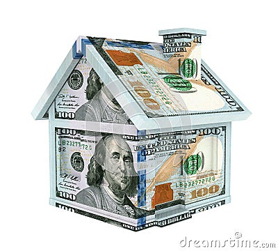 American Dollar House Isolated Stock Photo