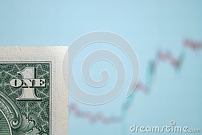 American dollar stock market chart on black background. Growth of global currency Stock Photo