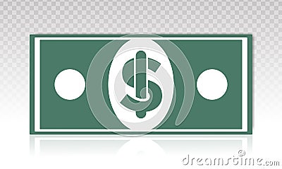 American dollars bill flat icon for financial apps and websites Vector Illustration