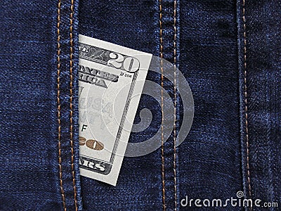 American dollars in a jeans pocket Stock Photo