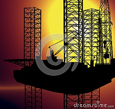 Oil Gas Industry Oilfield Drilling Rig Oil Pump Jack Offshore Technology Background Stock Photo