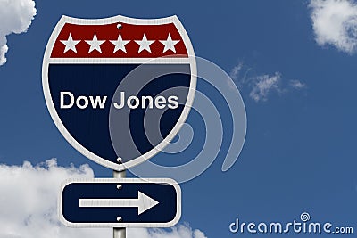 American Dow Jones Highway Road Sign Stock Photo