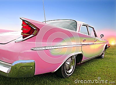 American dream desoto car retro diner theme Stock Photo