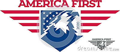 American eagle. America first label Vector Illustration