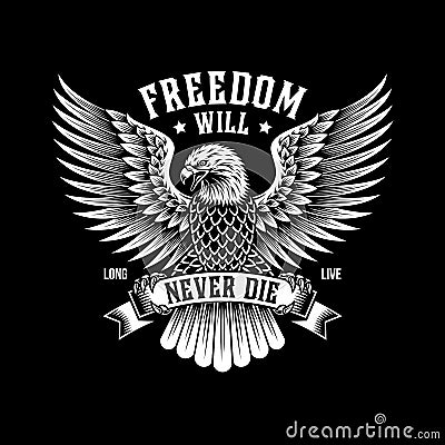 American Eagle Emblem On Black Background Vector Illustration