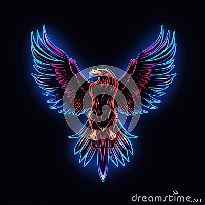 American eagle. Neon outline icon with a light effect Stock Photo