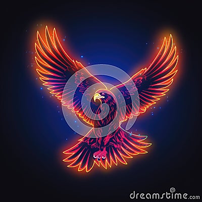 American eagle. Neon outline icon with a light effect Stock Photo