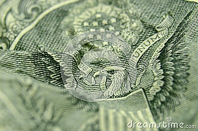 American eagle on reverse of US dollar bill. Stock Photo