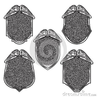 AMERICAN EAGLE SHIELD SETS Vector Illustration