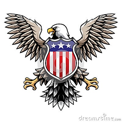 American Eagle with Stars and Stripes Shield / Badge / Emblem Vector Illustration Vector Illustration