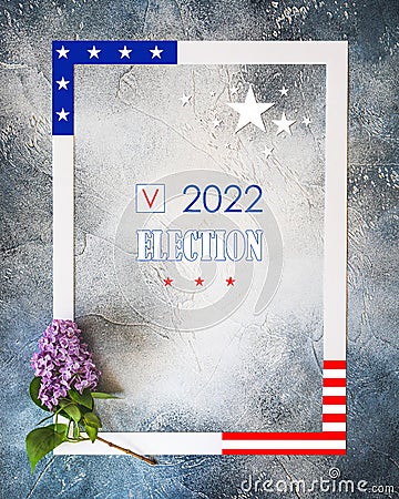 American election 2022 banner with frame and inscription Stock Photo