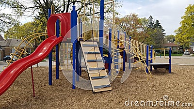 American empty playground in autumn Stock Photo