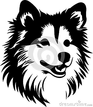 American Eskimo Dog Black Silhouette Generative Ai Vector Illustration