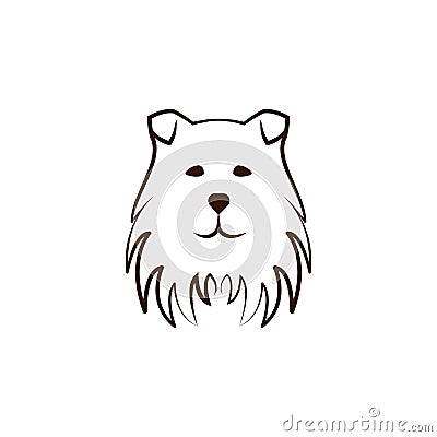 American eskimo icon. One of the dog breeds hand draw icon Stock Photo