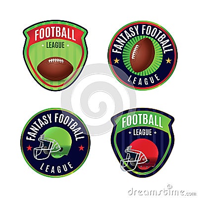 American Fantasy Football League Badges Illustration Stock Photo