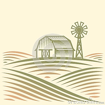 American Farm Vector Illustration