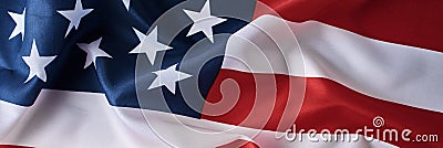 American flag as background. USA flag waving, long banner Stock Photo
