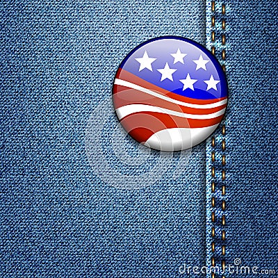 American Flag Badge On Jeans Denim Vector Illustration