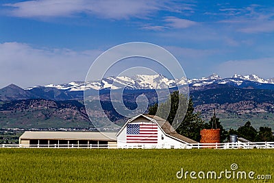 American Flag Barn in Boulder, CO Stock Photo