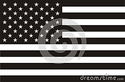 American flag in black and white Vector Illustration