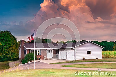 Storm Closing in at Sunset Stock Photo