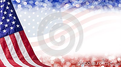 American flag and bokeh background Stock Photo