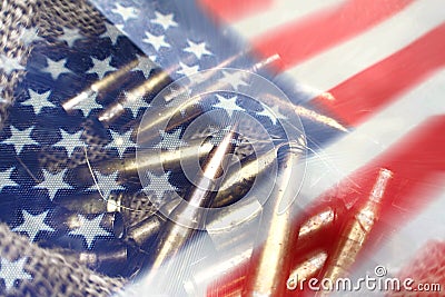 American Flag With Bullets High Quality Stock Photo