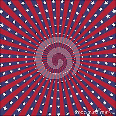 American Flag color sunburst vector background Vector Illustration