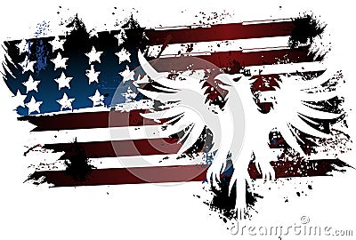 American flag and eagle grunge Vector Illustration