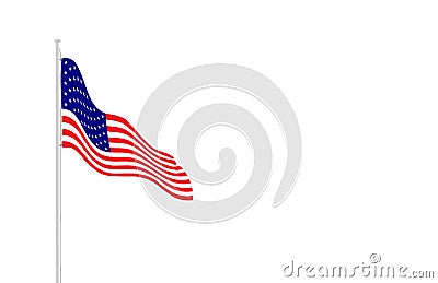 American flag on flagpole Vector Illustration